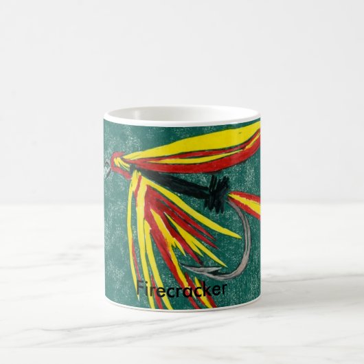 Klassische Forellenfliege "Firecracker" Kaffeetasse (Mittel)