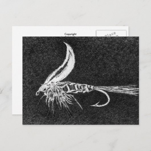 Klassische Forellenfliege Postcard Gold Ribbed Har Postkarte (Vorne/Hinten)
