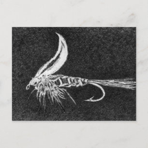 Klassische Forellenfliege Postcard Gold Ribbed Har Postkarte