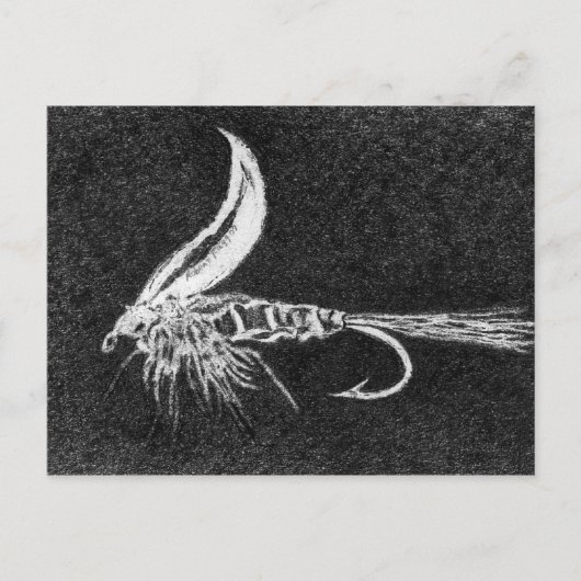 Klassische Forellenfliege Postcard Gold Ribbed Har Postkarte (Vorderseite)