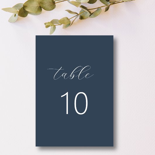 Klassische formale blaue Monogramm-Hochzeit Tischnummer