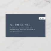 Klassische formale blaue Monogramm-Hochzeitdetails Begleitkarte (Vorderseite)