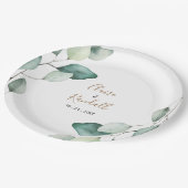 Klassische formale grüne Blätter Hochzeit Pappteller (Schrägansicht)