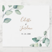 Klassische formale grüne Blätter Hochzeit Schaumweinetikett (Einzelnes Label)