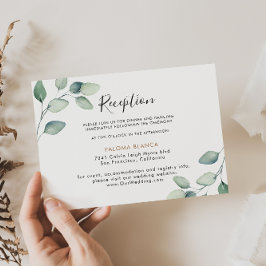 Klassische formale grüne Blätter Hochzeitsempfang Begleitkarte