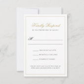 Klassische formale Schwarz-Gold-Monogramm-Hochzeit RSVP Karte (Vorderseite)