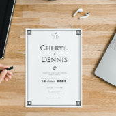 Klassische formale Schwarz-Weiß-Hochzeit Einladung