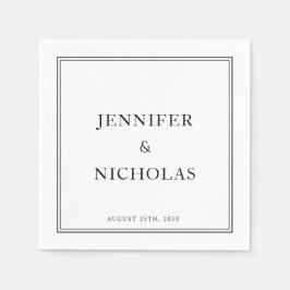 Klassische formale Schwarz-Weiß-Hochzeit Serviette