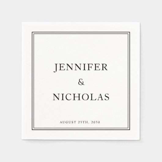 Klassische formale Schwarz-Weiß-Hochzeit Serviette (Vorderseite)