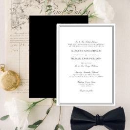 Klassische formale Schwarz-Weiß-Script-Hochzeit Einladung