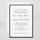 Klassische formale Schwarzgrenzenhochzeit Einladung (Vorne/Hinten)