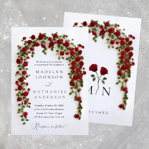 Klassische formelle Häkeln Rosen Bogen Hochzeit Einladung