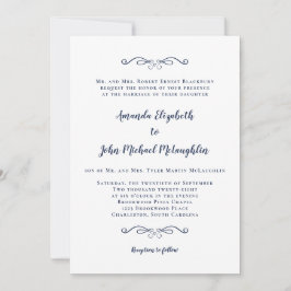 Klassische formelle Hochzeit der White Navy Einladung