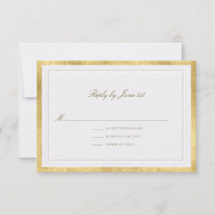 Klassische formelle Hochzeit mit falschen Goldperl RSVP Karte