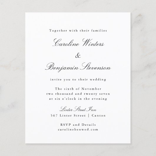 Klassische formelle Hochzeitsfeier (Vorderseite)