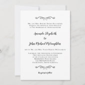 Klassische formelle, Schwarz-weiße Skripthochzeit Einladung (Vorderseite)