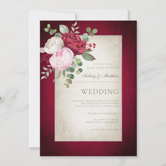 Klassische formschöne, spitzengealterte Rahmen-Hoc Einladung (Vorderseite)