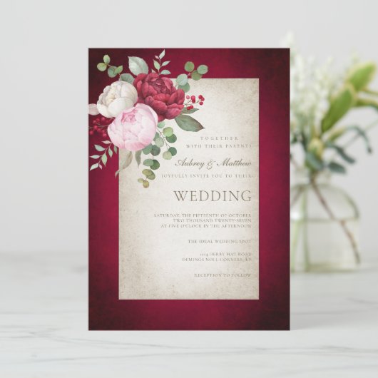 Klassische formschöne, spitzengealterte Rahmen-Hoc Einladung (Stehend Vorderseite)