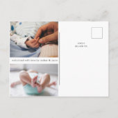 Klassische Foto-Collage Birth Ankündigungspostkarte (Rückseite)