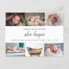 Klassische Foto-Collage Birth Ankündigungspostkarte