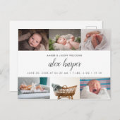 Klassische Foto-Collage Birth Ankündigungspostkarte (Vorne/Hinten)