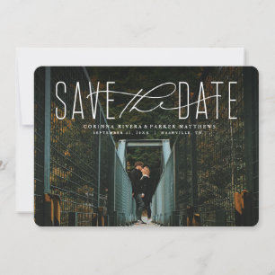 Klassische Foto-Save-the-Date-Karte mit weißer Sch Save The Date