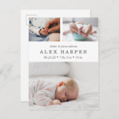 Klassische Fotocollage Geburt Ankündigungspostkarte (Vorne/Hinten)