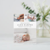 Klassische Fotocollage Geburt Ankündigungspostkarte (Stehend Vorderseite)