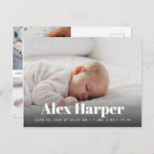 Klassische Fotocollage Geburt Ankündigungspostkarte (Vorne/Hinten)
