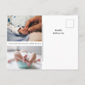 Klassische Fotocollage Geburt Ankündigungspostkarte (Rückseite)