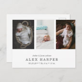 Klassische Fotocollage Geburt Ankündigungspostkarte (Vorne/Hinten)