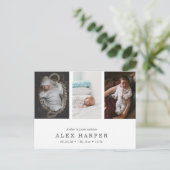 Klassische Fotocollage Geburt Ankündigungspostkarte (Stehend Vorderseite)