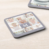 Klassische FotoCollage mit Monogramm und Name Getränkeuntersetzer (Linke Seite)