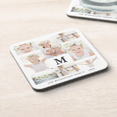 Klassische FotoCollage mit Monogramm und Name Getränkeuntersetzer (Linke Seite)