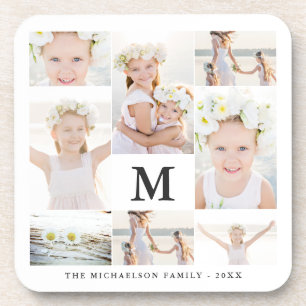 Klassische FotoCollage mit Monogramm und Name Getränkeuntersetzer