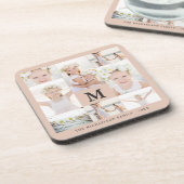 Klassische FotoCollage mit Monogramm und Name Getränkeuntersetzer (Linke Seite)