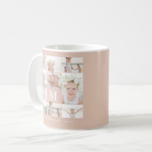 Klassische FotoCollage mit Monogramm und Name Kaffeetasse (Vorderseite Links)