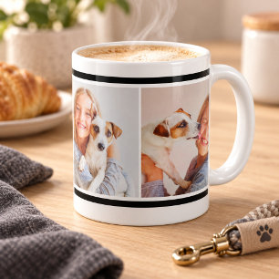 Klassische Fotocollage mit schwarzen Streifen Kaffeetasse