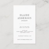 Klassische Fotograf-Vertikale der Visitenkarte-| Visitenkarte (Rückseite)