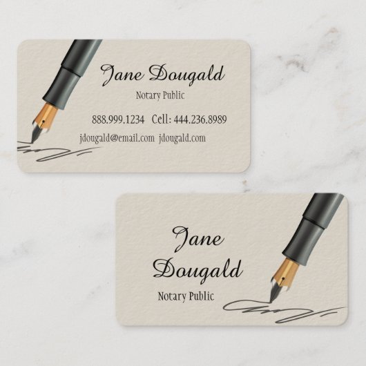 Klassische Fountain Pen Notary Business Card Visitenkarte (Vorne/Hinten)