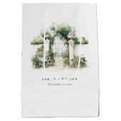 Klassische Französisch-Garten Landschaft Wasserfar Mittlere Geschenktüte (Rückseite)