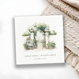 Klassische Französisch-Garten Landschaft Wasserfar Serviette
