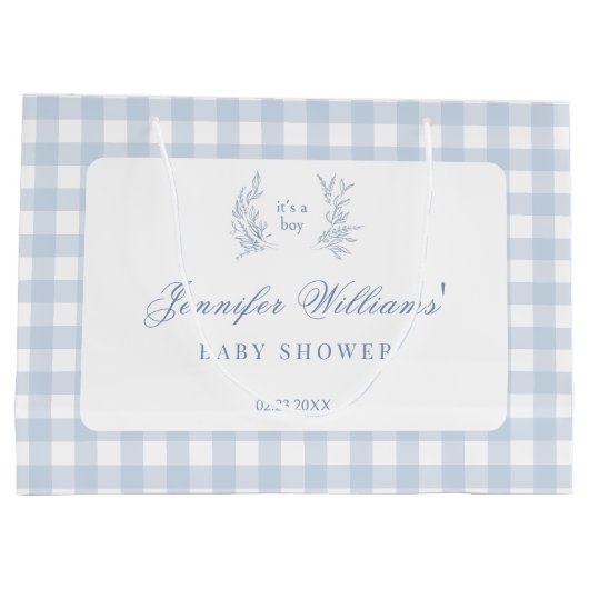 Klassische französische Baby Blue Boy Duschgeschen Große Geschenktüte (Rückseite)