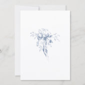 Klassische französische blaue Blumen- und Bänder-H Save The Date (Rückseite)