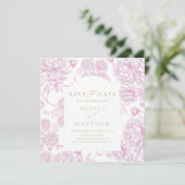Klassische französische Blumen Save The Date (Stehend Vorderseite)