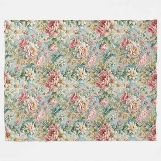 Klassische französische Rokoko-Intricate Botanical Fleecedecke (Vorderseite (Horizontal))