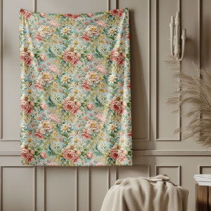 Klassische französische Rokoko-Intricate Botanical Fleecedecke