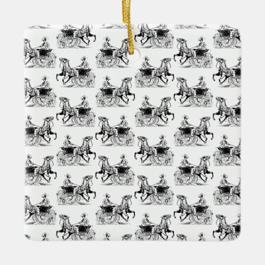 Klassische Frau mit Pferdetransport KUSTOM FARBE Keramikornament (Vorderseite)