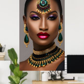 Klassische Frauen Mode Afrikanisches Gold Smaragdg Poster (Heimbüro)