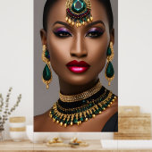 Klassische Frauen Mode Afrikanisches Gold Smaragdg Poster (Küche)